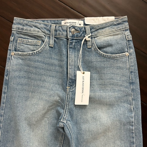 NWT Just Black Denim Blue Women's Jeans Size 26 Long Line Slim Slit Straight - Picture 4 of 7